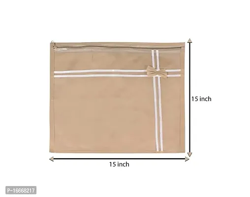 Justandkrafts Presents Non Woven Saree Cover Storage Bags for Clothes Combo Offer Saree Organizer for Wardrobe/Organizers for Clothes Golden Pack of (18)-thumb2