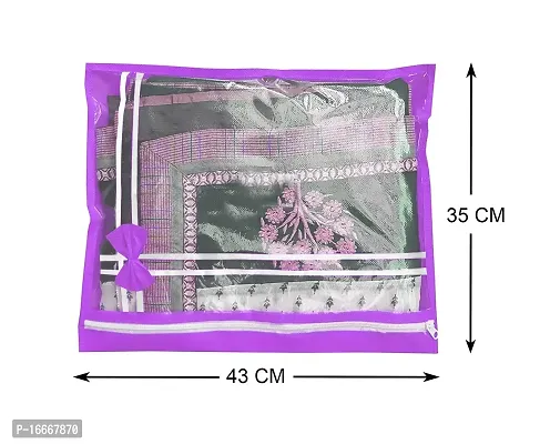 Justandkrafts Presents Non Woven Saree Cover Storage Bags for Clothes Combo Offer Saree Organizer for Wardrobe/Organizers for Clothes/Organizers for Wardrobe Purple Set of 12-thumb2