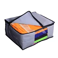 Presents Non Woven Saree Cover Storage Bags for Clothes Combo Offer Saree Organizer for Wardrobe/Organizers for Clothes/Organizers for Wardrobe Grey (Set of 3)-thumb2