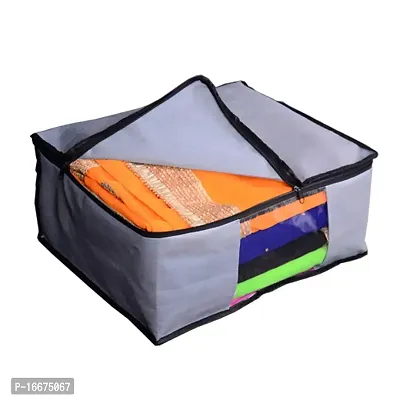 Presents Non Woven Saree Cover Storage Bags for Clothes Combo Offer Saree Organizer for Wardrobe/Organizers for Clothes/Organizers for Wardrobe Grey (Set of 3)-thumb3