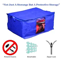 justandkrafts Underbed Storage Bag, Storage Organizer, Blanket Cover with Side Handles Blue (Set of 3) (3)-thumb1