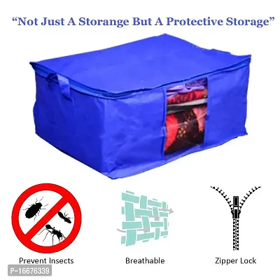 justandkrafts Underbed Storage Bag, Storage Organizer, Blanket Cover with Side Handles Blue (Set of 3) (3)-thumb2