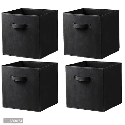 Justandkrafts Foldable Cloth Storage Cube Basket Bins Organizer Containers Drawers cloths Black Pack of 4