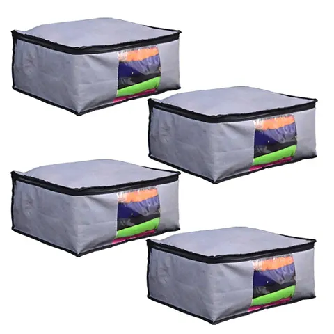 Unicrafts Saree Cover Non Woven Sari Storage Bags with a Large Window for Clothes Wardrobe Organizer Extra Large Saree Organizer Combo Pack of 4 Pc