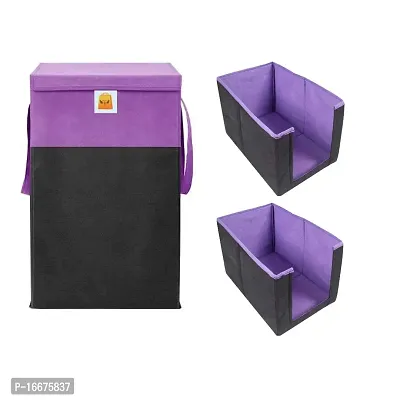 Justandkrafts present multi combo Laundry and Shirt Stacker for cloth and Baby Toy and Cloths (Set of 2 PurpleandPurple)