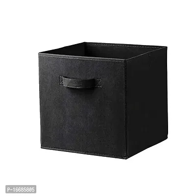 Justandkrafts Foldable Cloth Storage Cube Basket Bins Organizer Containers Drawers cloths Black Pack of 1-thumb0