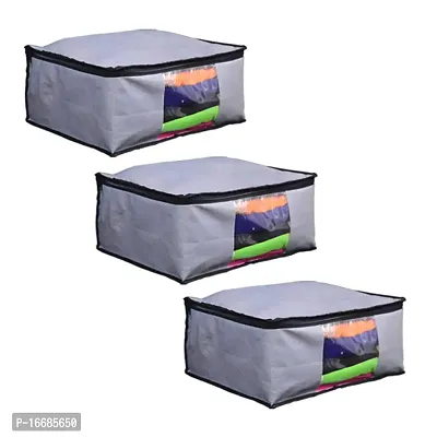 JustandKrafts Presents Non Woven Saree Cover Storage Bags for Clothes Combo Offer Saree Organizer for Wardrobe/Organizers for Clothes/Organizers Grey Pack of 3