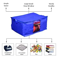 justandkrafts Underbed Storage Bag, Storage Organizer, Blanket Cover with Side Handles Blue (Set of 3) (3)-thumb2