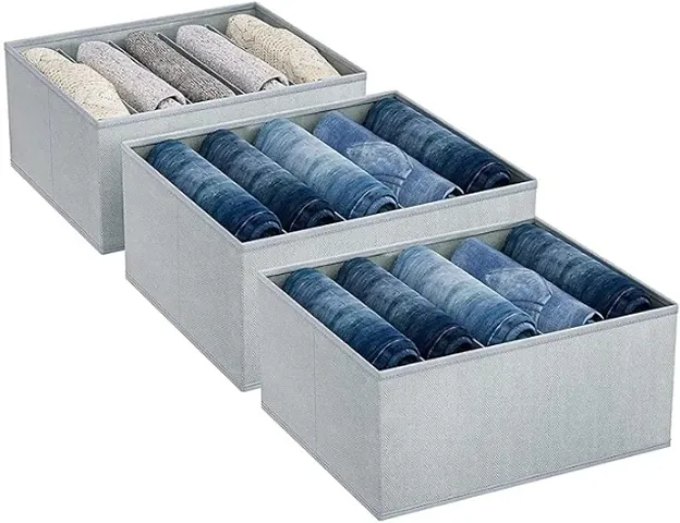 DOUBLE R BAGS Clothes Drawer Organizer for Jeans, Wardrobe Clothes Almirah Organizer for Clothes, Cloth Storage Box Organiser for Jeans, Sweater, Dress, T-shirts