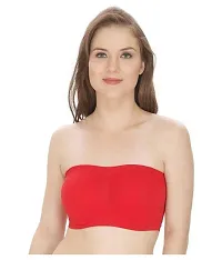 DEVYA COLLECTIVE Girls/Women's Cotton Blend Strapless Seamless Wireless Tube Bra-Free Size[Red]-thumb2
