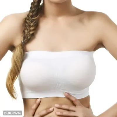 DEVYA COLLECTIVE Girls/Women's Cotton Blend Strapless Seamless Wireless Tube Bra-Free Size [White]
