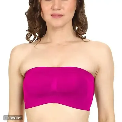 DEVYA COLLECTIVE Girls/Women's Cotton Blend Strapless Seamless Wireless Tube Bra-Free Size [Purple]-thumb0