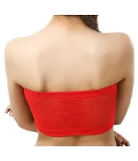 DEVYA COLLECTIVE Girls/Women's Cotton Blend Strapless Seamless Wireless Tube Bra-Free Size[Red]-thumb1
