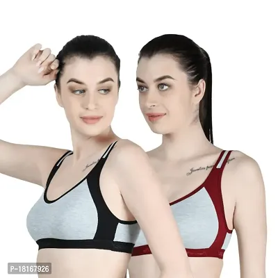 Buy Vanila B Cup Sports Bra for Women Girls-Seamless Comfortable Cotton Bra  Set-Perfect for Workout Active Lifestyle-Polycotton Hosiery Fabric Casual  Sports Bra(Black_Maroon, Size 28-Pack of 2) Online In India At Discounted  Prices