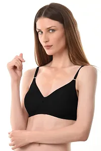 vanilla lingerie Women's Fabric Nylon Regular Fit Non-Padded and Non-Wired Seamless Strap Bra (Size 40, Black)-thumb3