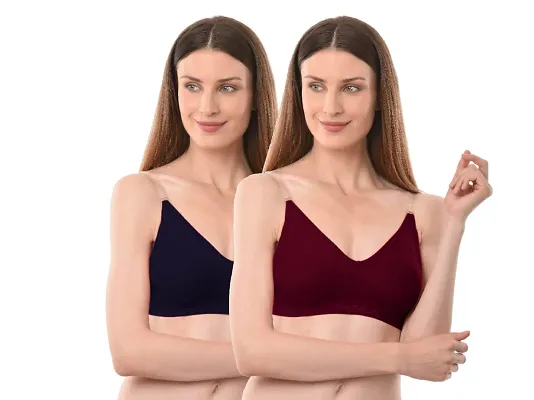 Women's Non Padded Non Wired Full Coverage Bra with No Spillage (Pack of  2)-ELSA
