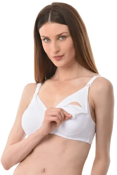 Vanila B Cup Women Cotton Feeding Maternity Bra- Seamless, Comfortable and Supportive Nursing Bra for Ladies- Made with Interlock Cloth and Hosiery Fabric - Pack of 1