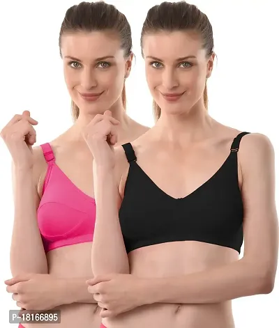 Vanila C- Cup Bra Lingerie for Women and Girls, PC Interlock Cloth and Hosiery All Day Casual Bra Pack of 2