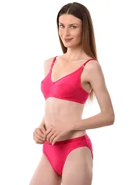 Vanila Lingerie Women Stretchable Breathable Soft Nylon Fabric, Bra Panty Set, Lingerie Set for Women, Non-Padded Bridal Set (Size 30, Pink)-thumb2
