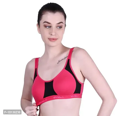 Stylish Pink Cotton Solid Bra For Women-thumb0