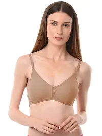 vanila Lingerie Women Everyday Comfortable Breathable Cotton Fabric Bra with Seamless Moulded Cups for Daily Use, Non-Wired (Black:Beige, Size-38)-thumb2