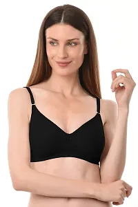 vanilla lingerie Women's Fabric Nylon Regular Fit Non-Padded and Non-Wired Seamless Strap Bra (Size 40, Black)-thumb1