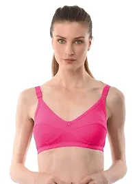 vanila Lingerie Women Cotton Fabric Comfortable Breathable Non Padded Non-Wired Regular Soft and Smooth Bra (Pink:Red, Size-30)-thumb1