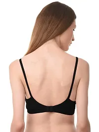 vanila Lingerie Women Everyday Comfortable Breathable Cotton Fabric Bra with Seamless Moulded Cups for Daily Use, Non-Wired (Black:Beige, Size-38)-thumb3