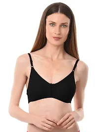 vanila Lingerie Women Everyday Comfortable Breathable Cotton Fabric Bra with Seamless Moulded Cups for Daily Use, Non-Wired (Black:Beige, Size-38)-thumb1