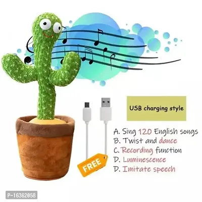 Dancing Cactus Talking Toy, Cactus Plush Rechargeable Toy, Wriggle  Singing Recording Repeat What You Say Funny Education Toys for Babies Children Playing, Home Decorate (Cactus Toy)-thumb2