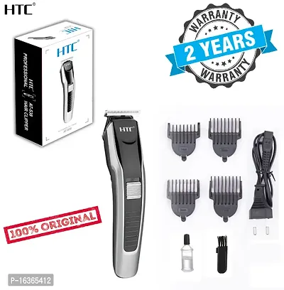 HTC TRIMMER AT538 Electric Hair and beard trimmer for men Shaver Rechargeable Hair Machine adjustable for men Beard Hair Trimmer, Bal Katne Wala Machine, beard trimmer for men with 4 combs, Lubricant-thumb0