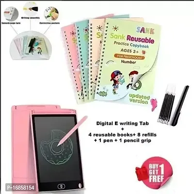 KID'S Magical Digital tablet with 4 pcs Sank Magical Reusable Books for children Combo Set Offer (Multicolor) writing pad