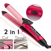 Nova 2 in 1 Straightener and  Curler for girls , women ( pink )-thumb1