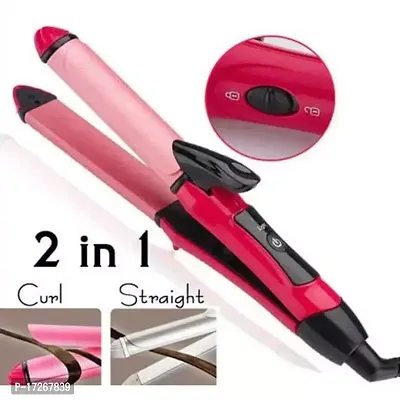 Nova 2 in 1 Straightener and  Curler for girls , women ( pink )-thumb2