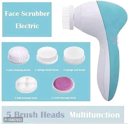 5 in 1 Facial Massager Exfoliator Electric Massage Machine Multifunction Facial Scrub Cleanser Massager Kit For Beauty Care Brush Deep Clean Blackhead Remover(Pink)-thumb2
