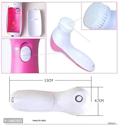 5 in 1 Facial Massager Exfoliator Electric Massage Machine Multifunction Facial Scrub Cleanser Massager Kit For Beauty Care Brush Deep Clean Blackhead Remover(Pink)-thumb4
