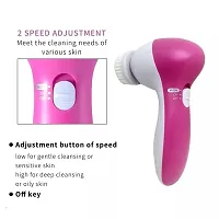 5 in 1 Facial Massager Exfoliator Electric Massage Machine Multifunction Facial Scrub Cleanser Massager Kit For Beauty Care Brush Deep Clean Blackhead Remover (Pink)-thumb1