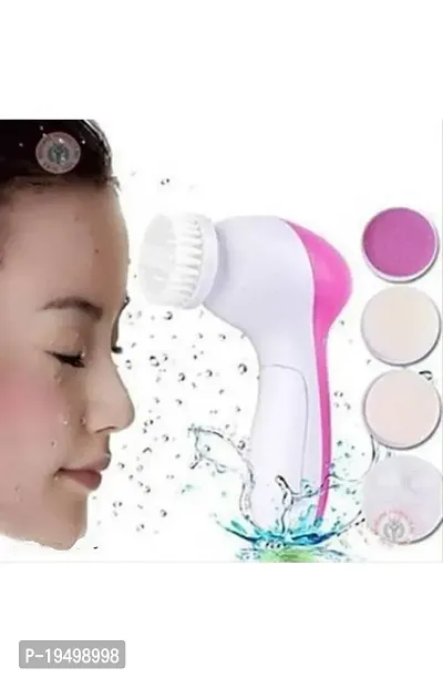 5 in 1 Multi Function Electric Face Beauty Massager/Facial Massager/face Scrubber Skin Smoothing 5 in 1 Portable Compact Body  Face Beauty Care Facial Massager (pink)-thumb0