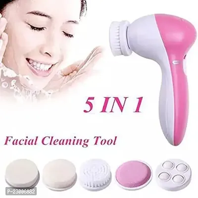Massager 5 in 1 Portable Electric Facial Cleaner Battery Powered Multifunction Massager, Face Massage Machine For Face, Facial Machine, Beauty Massager, Facial Massager For Women-thumb0