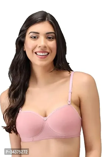 Comfortable Pink Cotton Printed Non Padded Bra For Women-thumb0