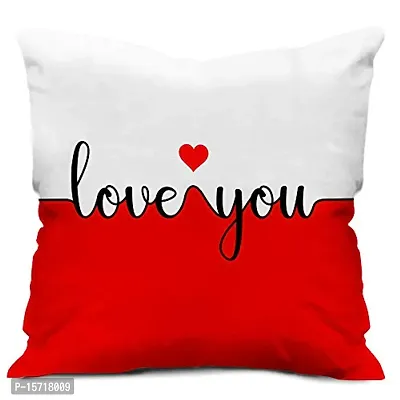 Classic Micro Satin Love You Printed Cushion Cover 12x12-inch with Filler- Birthday Gift for Girlfriend, Boyfriend, Husband, Wife Special Love Pillow Gifts
