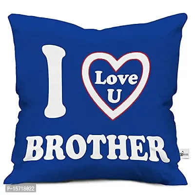 Classic Satin I Love You Brother Quote Micro Satin Cushion Cover 12x12 with Filler-Blue, Rakhi Gift for Brother, Gift for Boy, Rakhi for Brother