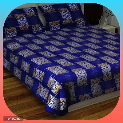 Comfortable Cotton Blend 3d Printed Queen Bedsheet with Two Pillow Covers