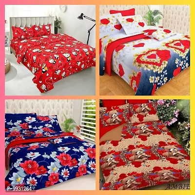 4 DOUBLE BED BEDSHEET SET SIZE 90x90 WITH 8 PILLOW COVERS SIZE 27x17-thumb0