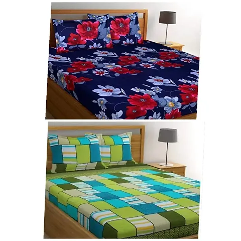 Polly Cotton Double Bedsheets Combo Of 2 Vol 2