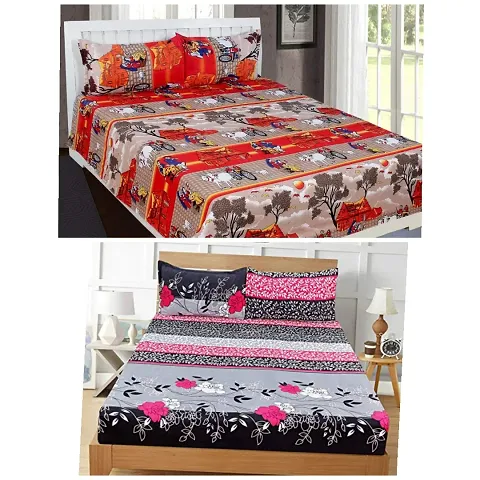 Polycotton Queen Size Bedsheets Combo Of 2 Vol 11