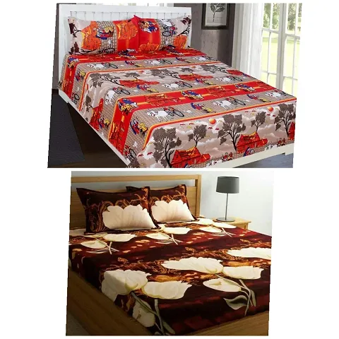 Polly Cotton Double Bedsheets Combo Of 2 Vol 9