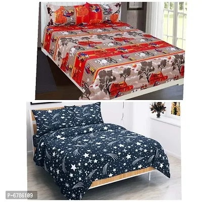 Trendy Fancy Glace Cotton Multicoloured Double Bedsheet Pack Of 2-thumb0