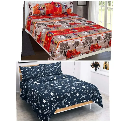 Polycotton Queen Size Bedsheets Combo Of 2 Vol 13