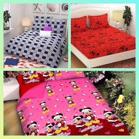 Polycotton Double Bedsheets Combo Of 3 Vol 4